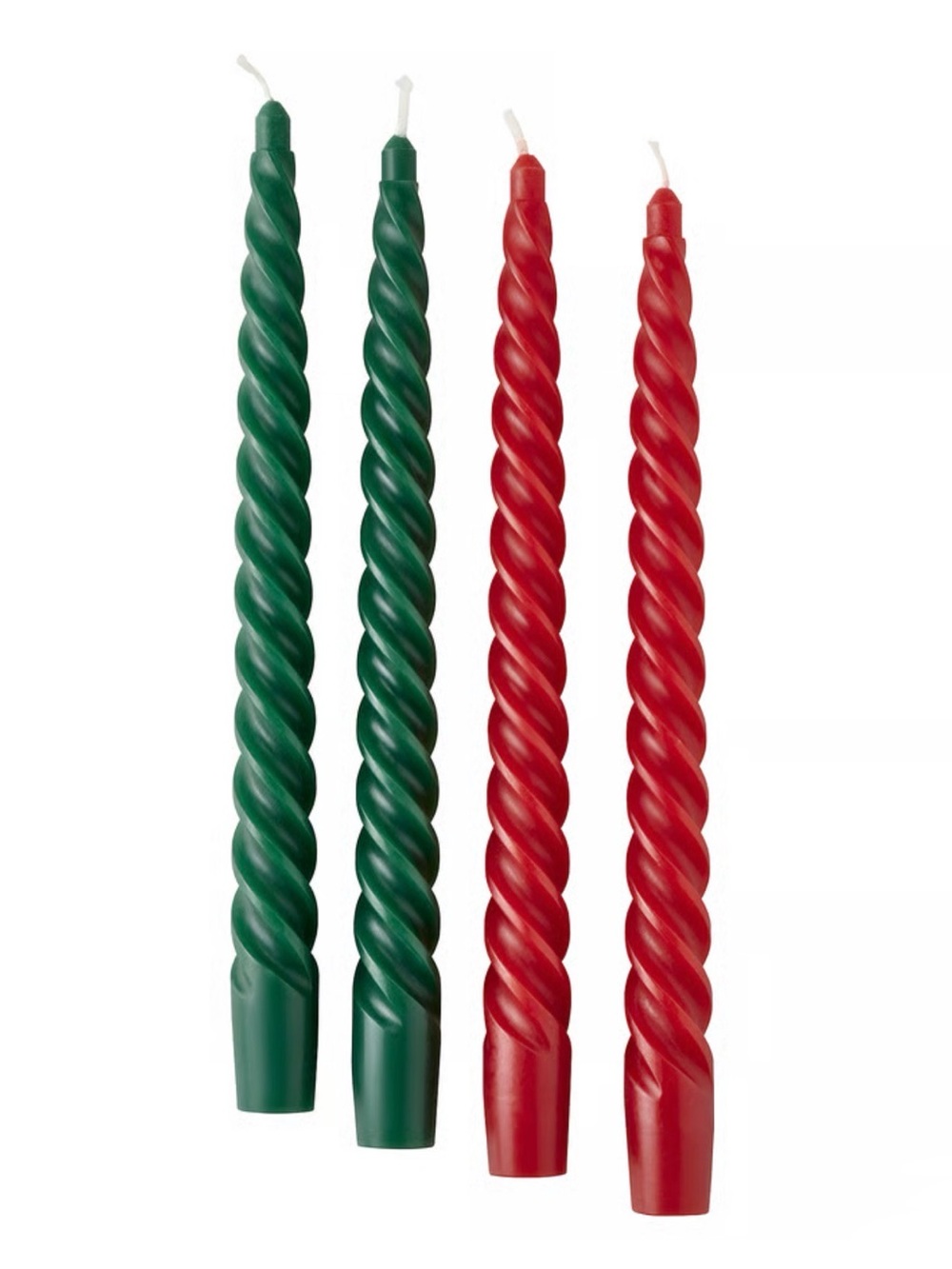 Spiral Taper Candles - Green & Red Decorative Set